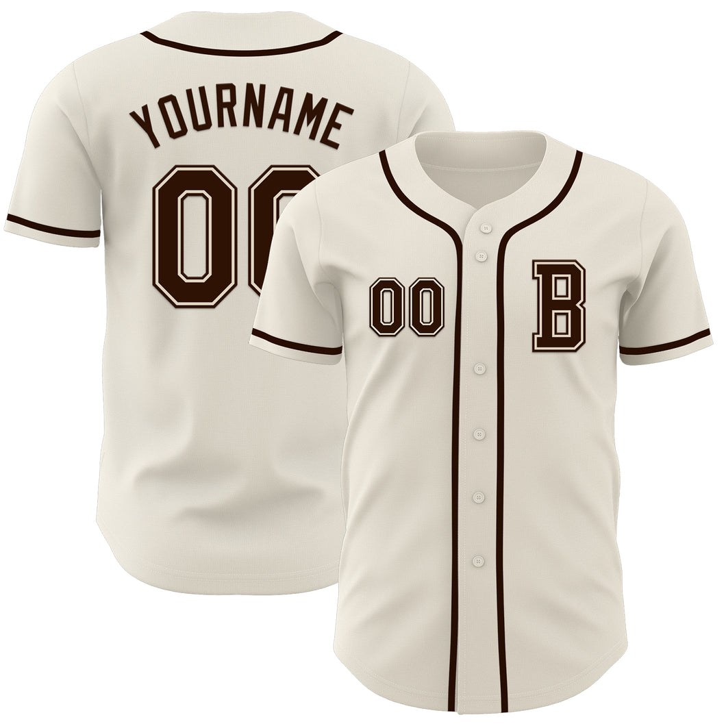 Custom Cream Brown Authentic Baseball Jersey