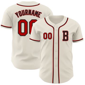 Custom Cream Red-Black Authentic Baseball Jersey