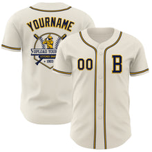 Load image into Gallery viewer, Custom Cream Navy-Gold Authentic Baseball Jersey
