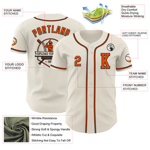 Custom Cream Orange=Black Authentic Baseball Jersey