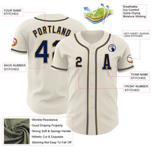 Load image into Gallery viewer, Custom Cream Navy-Old Gold Authentic Baseball Jersey
