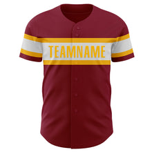 Load image into Gallery viewer, Custom Crimson White-Gold Authentic Baseball Jersey
