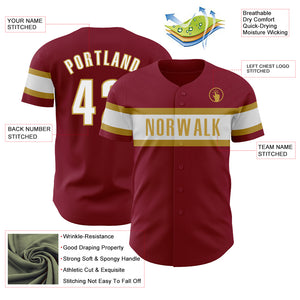 Custom Crimson White-Old Gold Authentic Baseball Jersey