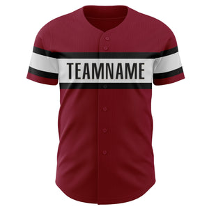 Custom Crimson White-Black Authentic Baseball Jersey