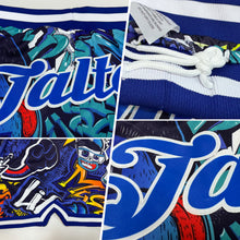 Load image into Gallery viewer, Custom Graffiti Pattern Royal-White 3D Authentic Basketball Shorts
