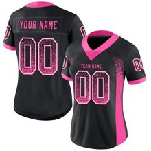 Load image into Gallery viewer, Custom Black Pink-White Mesh Drift Fashion Football Jersey
