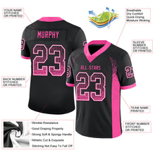 Load image into Gallery viewer, Custom Black Pink-White Mesh Drift Fashion Football Jersey
