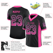 Load image into Gallery viewer, Custom Black Pink-Light Blue Mesh Drift Fashion Football Jersey
