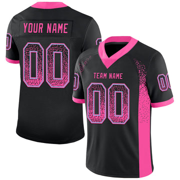 Custom Black Pink-Light Blue Mesh Drift Fashion Football Jersey