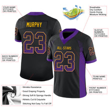 Load image into Gallery viewer, Custom Black Purple-Gold Mesh Drift Fashion Football Jersey
