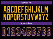 Load image into Gallery viewer, Custom Black Purple-Gold Mesh Drift Fashion Football Jersey
