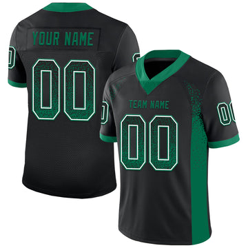 Custom Black Kelly Green-White Mesh Drift Fashion Football Jersey