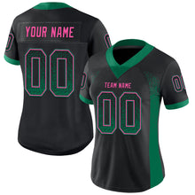 Load image into Gallery viewer, Custom Black Kelly Green-Pink Mesh Drift Fashion Football Jersey
