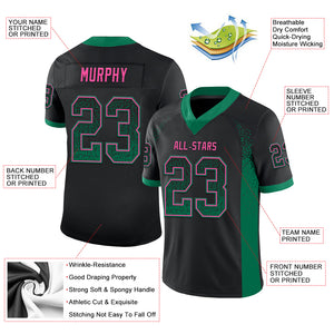 Custom Black Kelly Green-Pink Mesh Drift Fashion Football Jersey