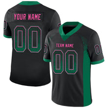 Load image into Gallery viewer, Custom Black Kelly Green-Pink Mesh Drift Fashion Football Jersey
