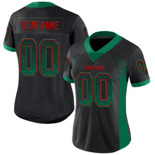 Load image into Gallery viewer, Custom Black Kelly Green-Red Mesh Drift Fashion Football Jersey
