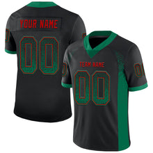 Load image into Gallery viewer, Custom Black Kelly Green-Red Mesh Drift Fashion Football Jersey
