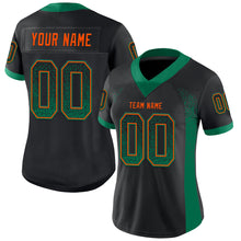 Load image into Gallery viewer, Custom Black Kelly Green-Orange Mesh Drift Fashion Football Jersey
