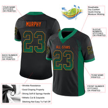 Load image into Gallery viewer, Custom Black Kelly Green-Orange Mesh Drift Fashion Football Jersey
