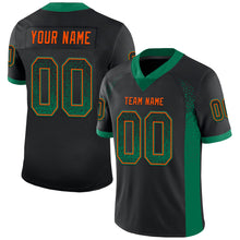 Load image into Gallery viewer, Custom Black Kelly Green-Orange Mesh Drift Fashion Football Jersey
