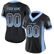 Load image into Gallery viewer, Custom Black Light Blue-White Mesh Drift Fashion Football Jersey
