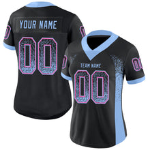 Load image into Gallery viewer, Custom Black Light Blue-Pink Mesh Drift Fashion Football Jersey
