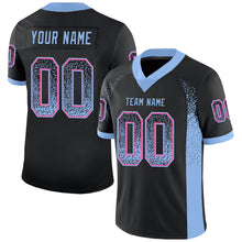 Load image into Gallery viewer, Custom Black Light Blue-Pink Mesh Drift Fashion Football Jersey
