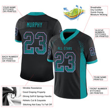 Load image into Gallery viewer, Custom Black Teal-Pink Mesh Drift Fashion Football Jersey
