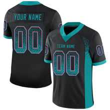 Load image into Gallery viewer, Custom Black Teal-Pink Mesh Drift Fashion Football Jersey
