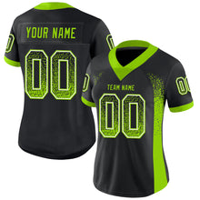 Load image into Gallery viewer, Custom Black Neon Green-White Mesh Drift Fashion Football Jersey
