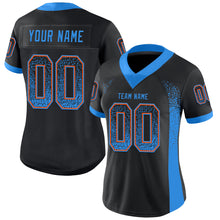 Load image into Gallery viewer, Custom Black Powder Blue-Orange Mesh Drift Fashion Football Jersey
