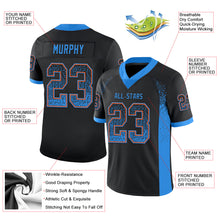 Load image into Gallery viewer, Custom Black Powder Blue-Orange Mesh Drift Fashion Football Jersey
