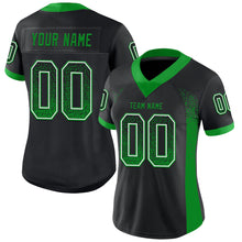 Load image into Gallery viewer, Custom Black Grass Green-White Mesh Drift Fashion Football Jersey
