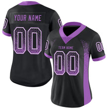 Load image into Gallery viewer, Custom Black Medium Purple-White Mesh Drift Fashion Football Jersey
