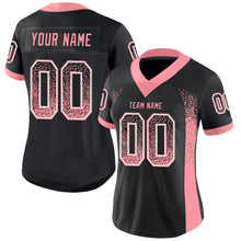 Load image into Gallery viewer, Custom Black Medium Pink-White Mesh Drift Fashion Football Jersey
