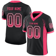 Load image into Gallery viewer, Custom Black Neon Pink-White Mesh Drift Fashion Football Jersey
