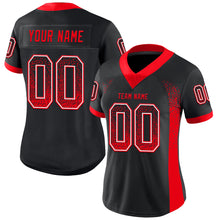 Load image into Gallery viewer, Custom Black Fire Red-White Mesh Drift Fashion Football Jersey
