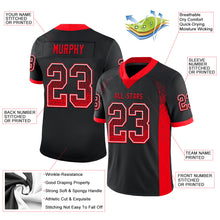 Load image into Gallery viewer, Custom Black Fire Red-White Mesh Drift Fashion Football Jersey
