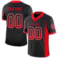 Load image into Gallery viewer, Custom Black Fire Red-White Mesh Drift Fashion Football Jersey
