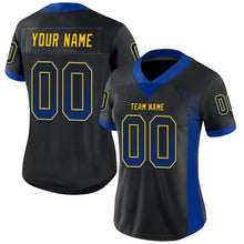 Load image into Gallery viewer, Custom Black Royal-Yellow Mesh Drift Fashion Football Jersey
