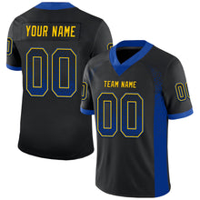 Load image into Gallery viewer, Custom Black Royal-Yellow Mesh Drift Fashion Football Jersey
