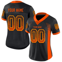 Load image into Gallery viewer, Custom Black Orange-Yellow Mesh Drift Fashion Football Jersey
