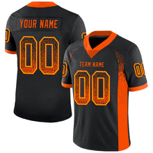 Load image into Gallery viewer, Custom Black Orange-Yellow Mesh Drift Fashion Football Jersey
