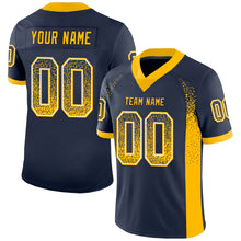 Load image into Gallery viewer, Custom Navy Gold-White Mesh Drift Fashion Football Jersey
