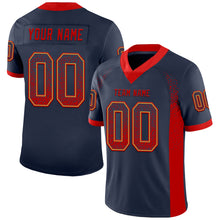 Load image into Gallery viewer, Custom Navy Red-Old Gold Mesh Drift Fashion Football Jersey
