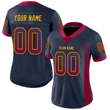 Load image into Gallery viewer, Custom Navy Maroon-Gold Mesh Drift Fashion Football Jersey
