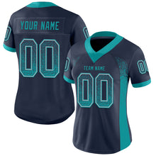 Load image into Gallery viewer, Custom Navy Teal-Gray Mesh Drift Fashion Football Jersey
