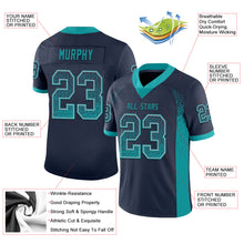 Load image into Gallery viewer, Custom Navy Teal-Gray Mesh Drift Fashion Football Jersey
