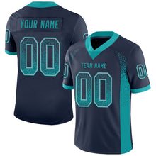 Load image into Gallery viewer, Custom Navy Teal-Gray Mesh Drift Fashion Football Jersey
