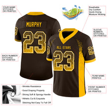 Load image into Gallery viewer, Custom Brown Gold-White Mesh Drift Fashion Football Jersey
